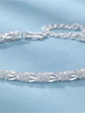 Sterling Silver Leaf-Accent Bracelet - Women Jewelry